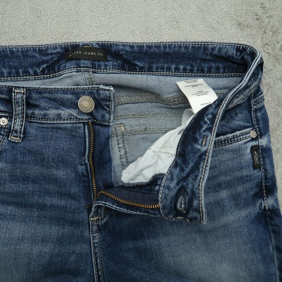Silver Jeans Women's Size 30 Blue Mid-Rise Elyse Slim Boot Denim 29" inseam - Picture 3 of 16